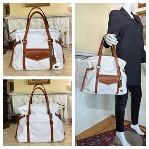 Dooney & Bourke Florentine Smith Bag Leather & White Nylon Vintage